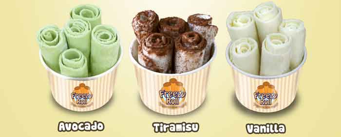 Ice Cream Roll Avacado, Tiramisu & Vanilla